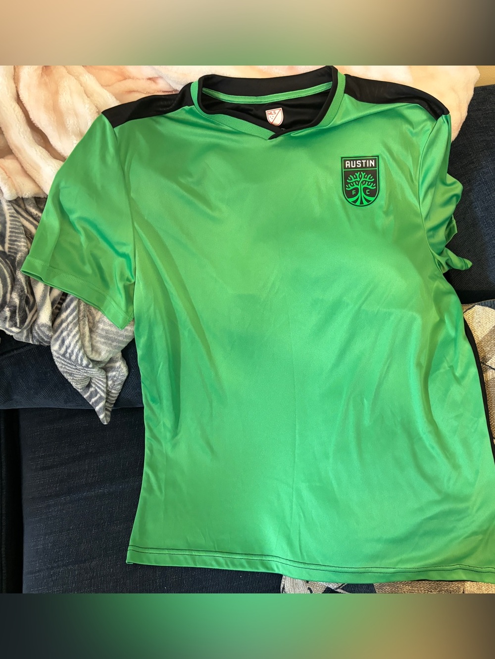 Bundle of 2 MLS Austin FC Men’s XL Grey and Black and Green and Black Shirts